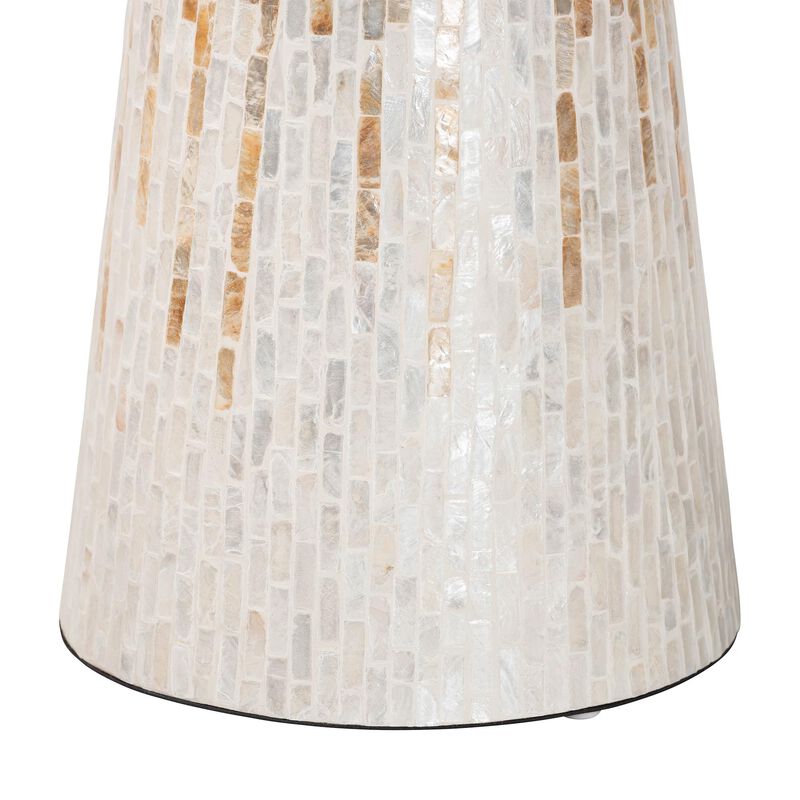 bali & pari Beile Capiz Shell Pedestal End Table - Mother of Pearl Scalloped Accent Table with Textured Inlay Surface for Living Room or Lounge Space image number 3