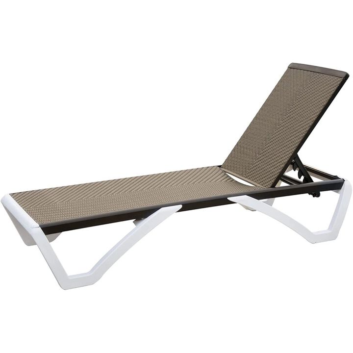 Adjustable Chaise Lounge Aluminum Outdoor Patio Lounge Chair All Weather Five-Position Recliner Chair for Patio, Pool, Beach, Yard(Brown Wicker,1 Lounge Chair)