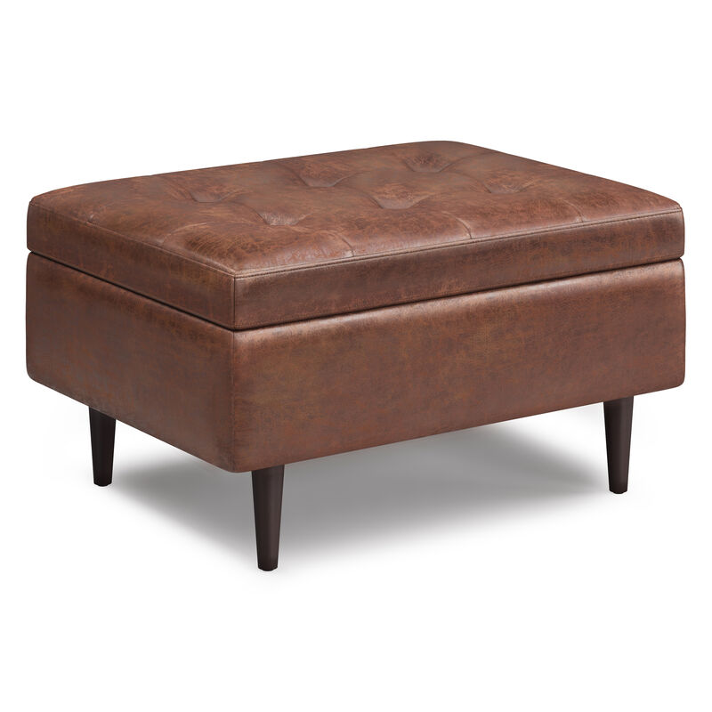 Simpli Home Shay Mid Century Small Square Coffee Table Storage Ottoman image number 0