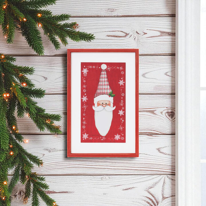 Traditional Santa Wall Plaque with Snowflake Design for Holiday Wall Decor
