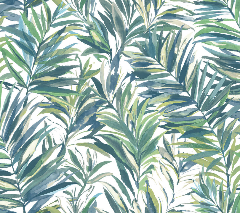 Swaying Palms Green & Blue Wallpaper