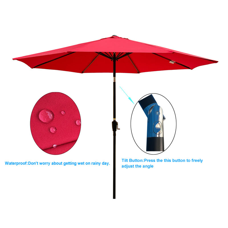 Streamdale 10FT Outdoor Patio Umbrella, Red, Tilt, Crank image number 2