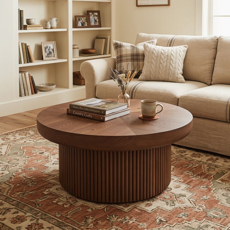 Stakda Round Fluted Coffee Table image number 2