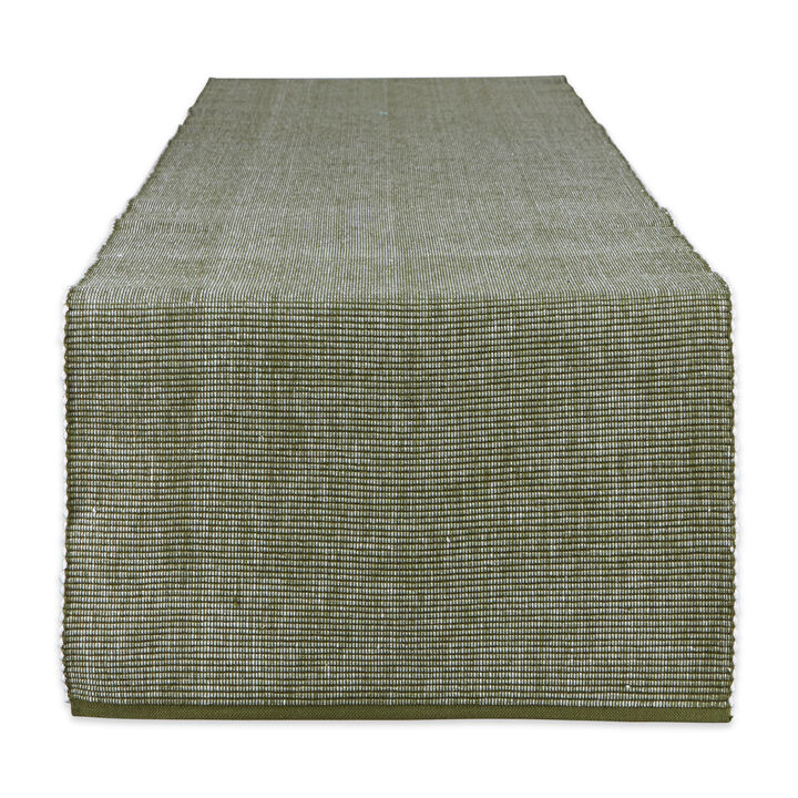 13" x 72" Olive Green and White Rectangular Home Essentials 2-Tone Ribbed Table Runner