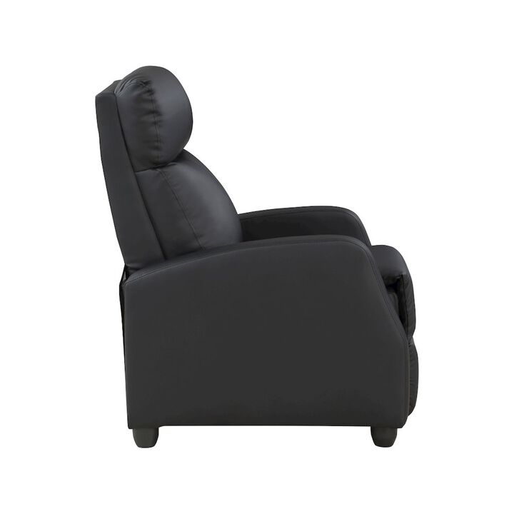 Lexicon Greenfield Faux Leather Push back Recliner in Black