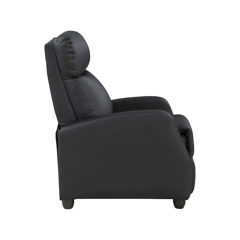 Lexicon Greenfield Faux Leather Push back Recliner in Black