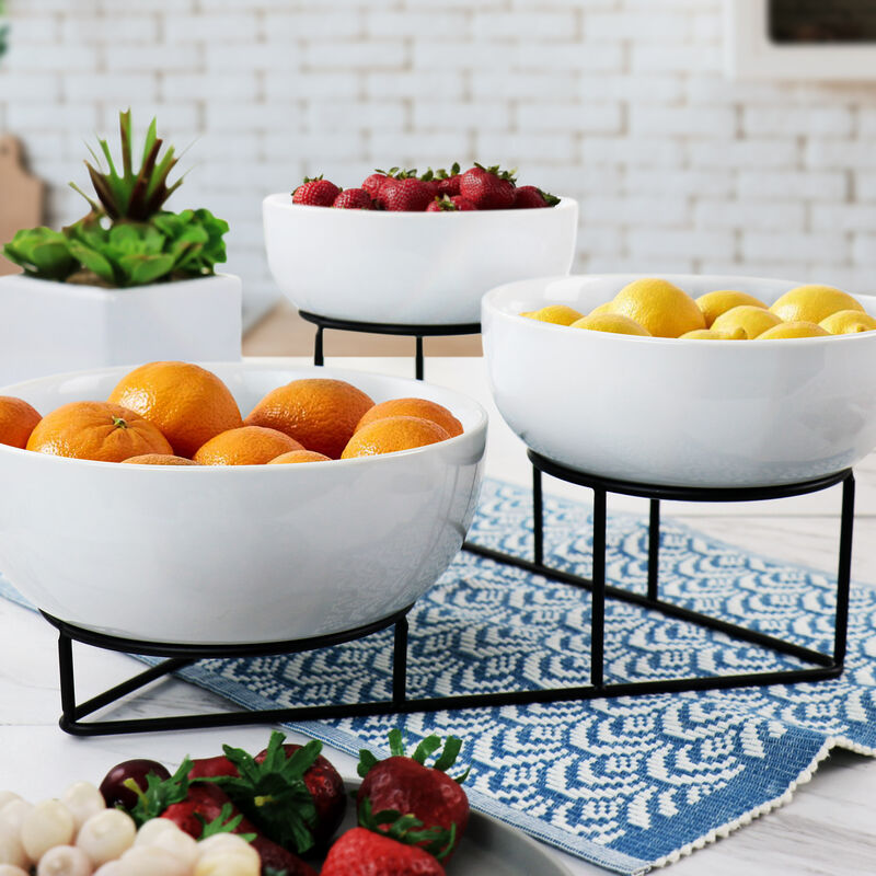 Gibson Elite 4 Piece Bowl Set with Metal Rack