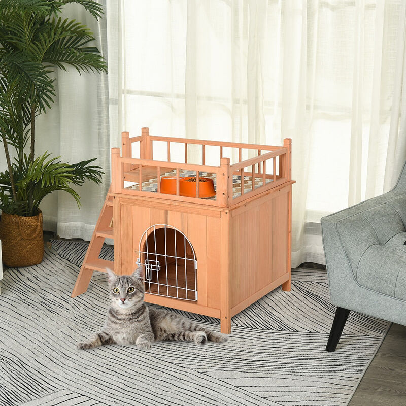 Feline Treehouse: 2-Story Outdoor Cat Sanctuary with Balcony