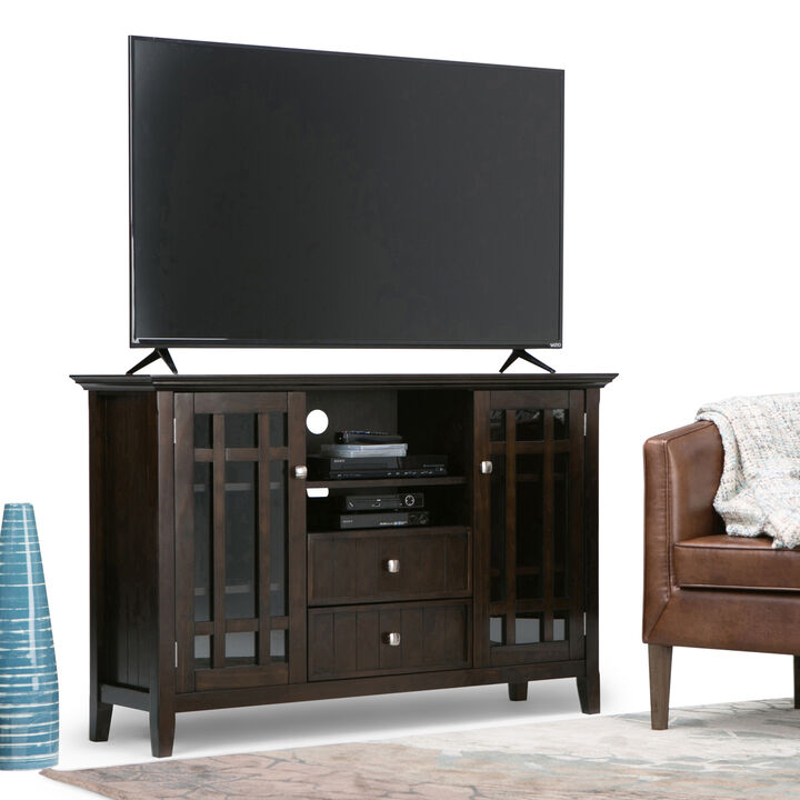 Bedford SOLID WOOD 53 inch Wide Transitional TV Media Stand in Dark Tobacco Brown For TVs up to 60 inches