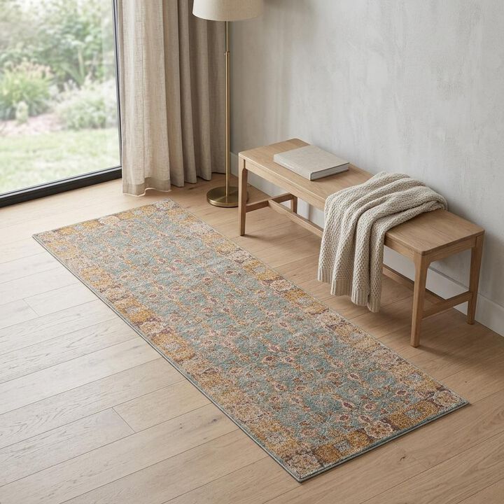 HomeRoots Floral Runner Rug