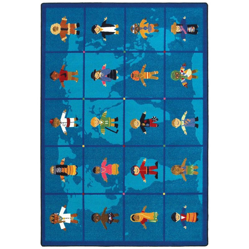 Joy Carpets Kid Essentials Reach Across the World 5'4 x 7'8 Area Rug in Color Multi