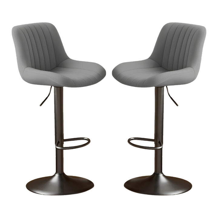Swivel Bar Stools Set of 2, Upholstered Counter Height Bar Stools with Back and Footrest, 360 Degree Swivel Kitchen Island Chairs, Modern Barstools for Kitchen Counter, Home Bar, Dining
