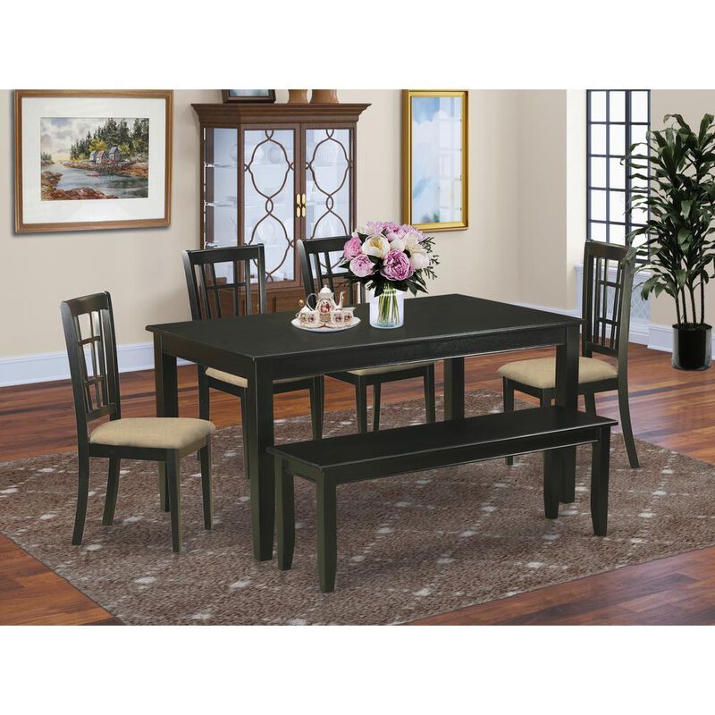 6 PC Kitchen nook Dining set - Kitchen Table and 4 Dining Chairs with Bench