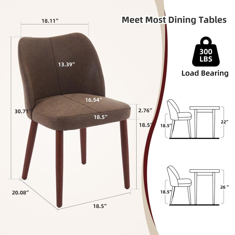 2 Pack Modern Wingback Dining Chairs, Linen Fabric Thick Cushion High Back Chairs with Rubberwood Legs for Home Dining Use image number 4