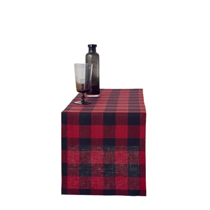 Solino Home 100% Pure Linen Table Runner - Buffalo Check