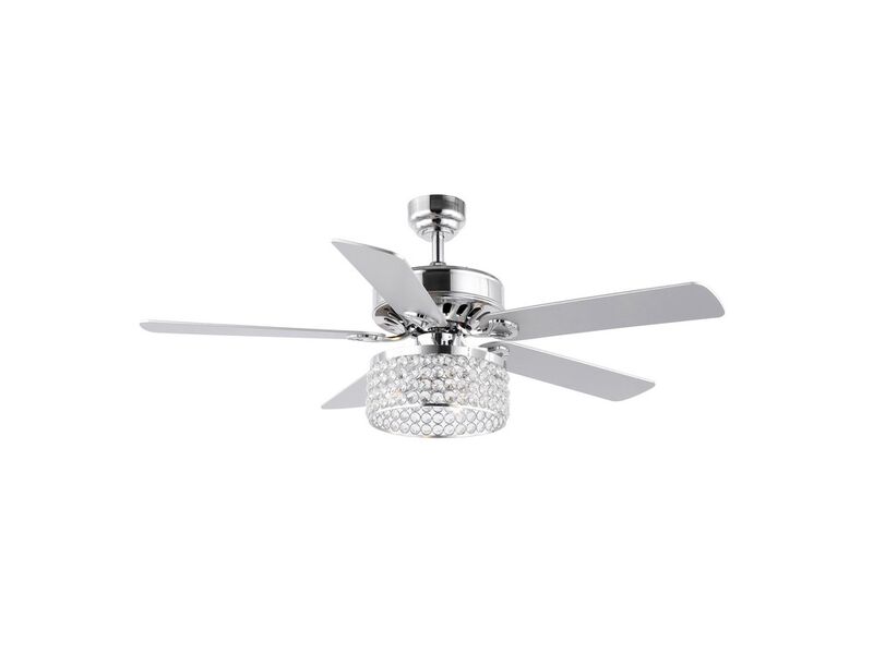 Kristie 3-Light Crystal/Metal Modern Glam Drum LED Ceiling Fan With Remote