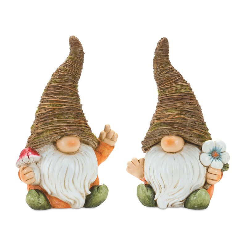 Gnome Figurines (Set of 2) &ndash; MGO Garden Statues for Outdoor Lawn, Yard, and Patio