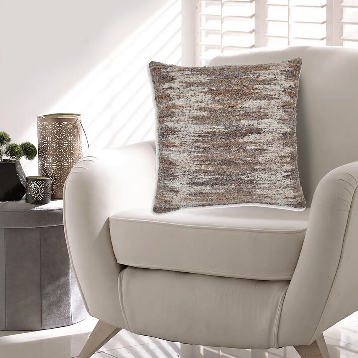 Nely 22 Inch Accent Pillow Set of 4, Handwoven Abstract Design, Ivory Brown - Benzara
