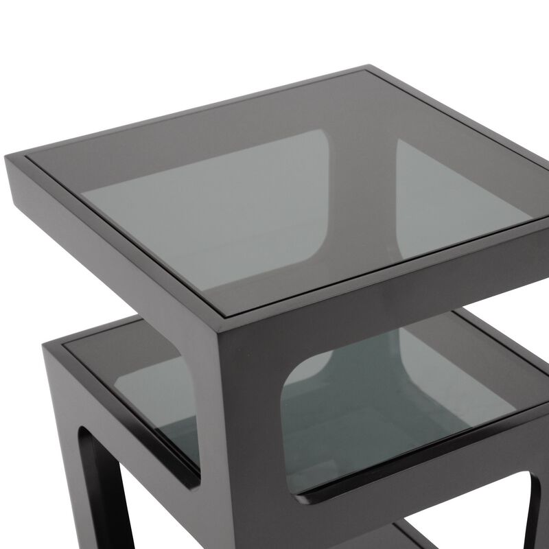 Baxton StudioBaxton Studio Clara Modern End Table with 3-Tiered Glass Shelves, Black