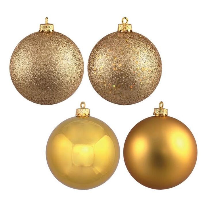 2.4" Gold 4 Finish Ornament Assorted 24 Per Pack