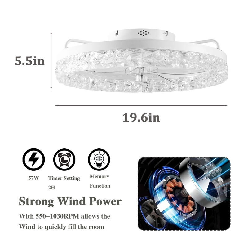 ELEMENT ACE 19 Inch Reversible DC Motor Ceiling Fan with Dimmable LED Light, Remote & App Control, 7 Blades, Quiet Operation for Bedroom, Kitchen, Home Office image number 2
