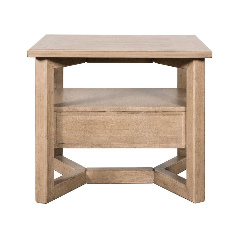 Liberty Furniture Living Room Rectangular End Table with Storage Drawer - Barley Buff Birch Wood image number 3