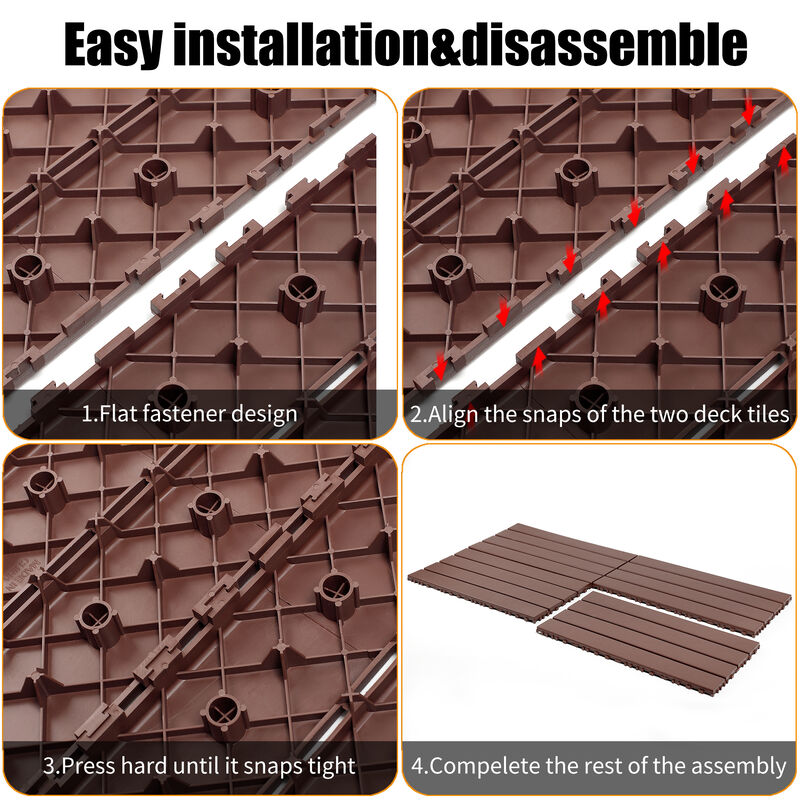 Plastic Interlocking Deck Tiles, 24 Pack Patio Flooring Waterproof Outdoor Indoor Flooring Deck Tiles, Patio Floor Decking Tiles image number 3