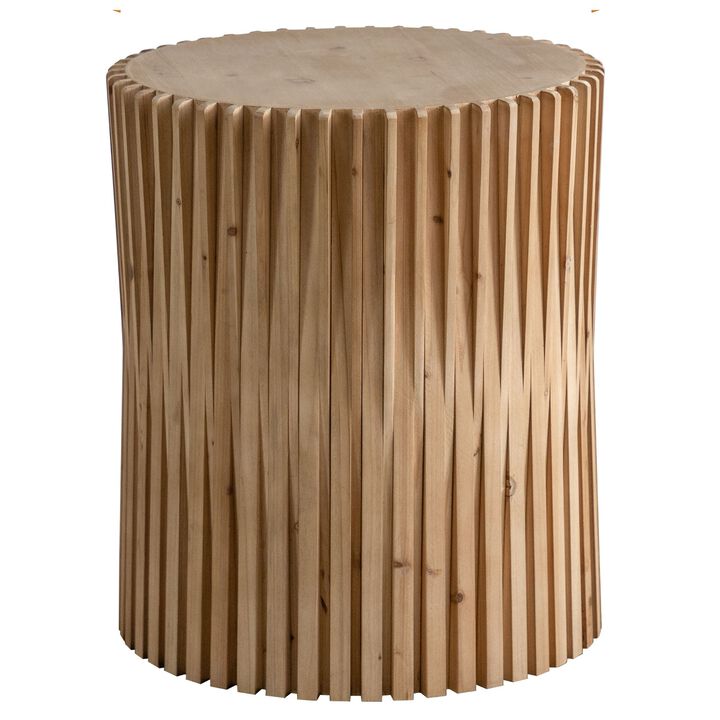 Retro Fashion Style Cylindrical Coffee Table with Vertical Texture Relief Design Perfect for Living Room