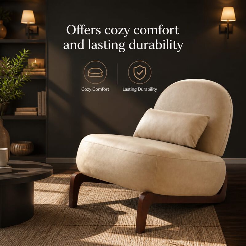 GOODSILO Armless Accent Chair with Plush Cushion and Solid Wood Legs, Soft Upholstered Seating for Living Room Bedroom Apartment Balcony Waiting Room image number 4