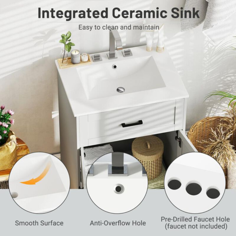 Hivvago Bathroom Vanity Unit with Basin and 2 Doors