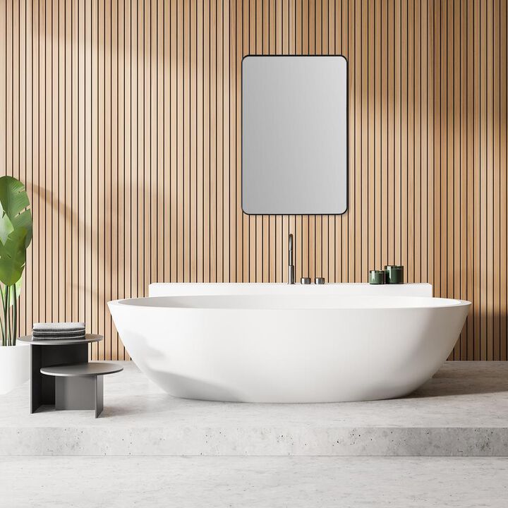 Altair Nettuno 24 Rectangle Bathroom/Vanity Matt Black Aluminum Framed Wall Mirror