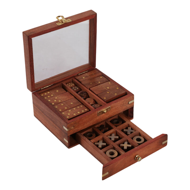 3 In 1 Game Set, Brown/Gold image number 5
