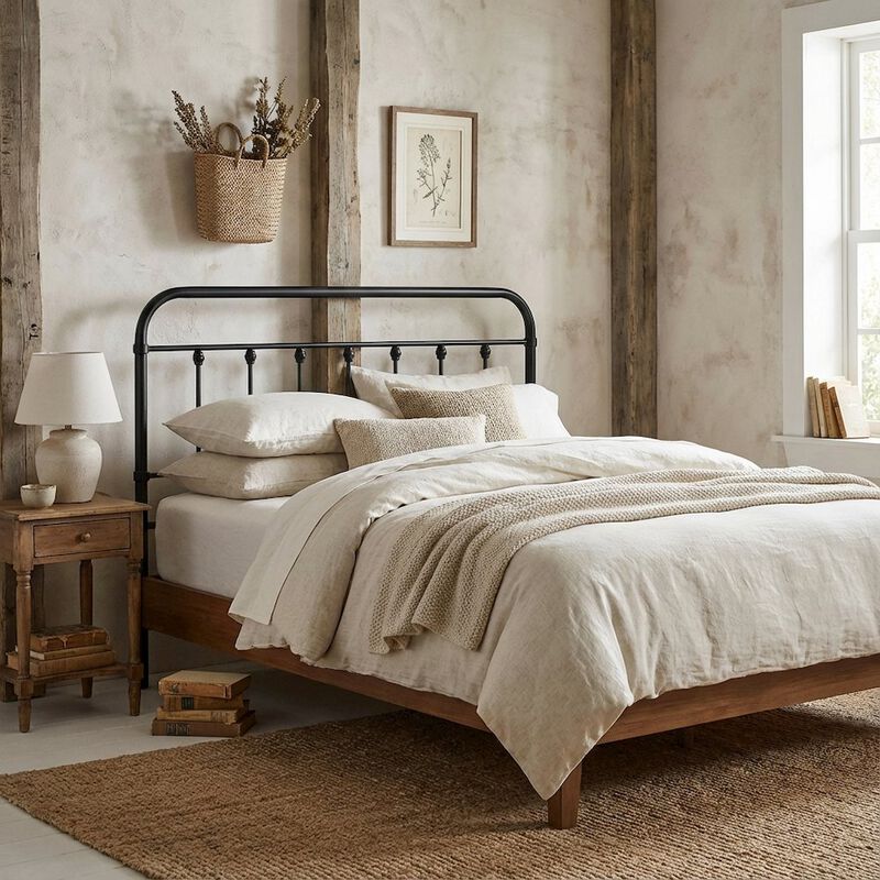 Metal Queen Headboard inwith Sturdy Frame and Elegant Design image number 3