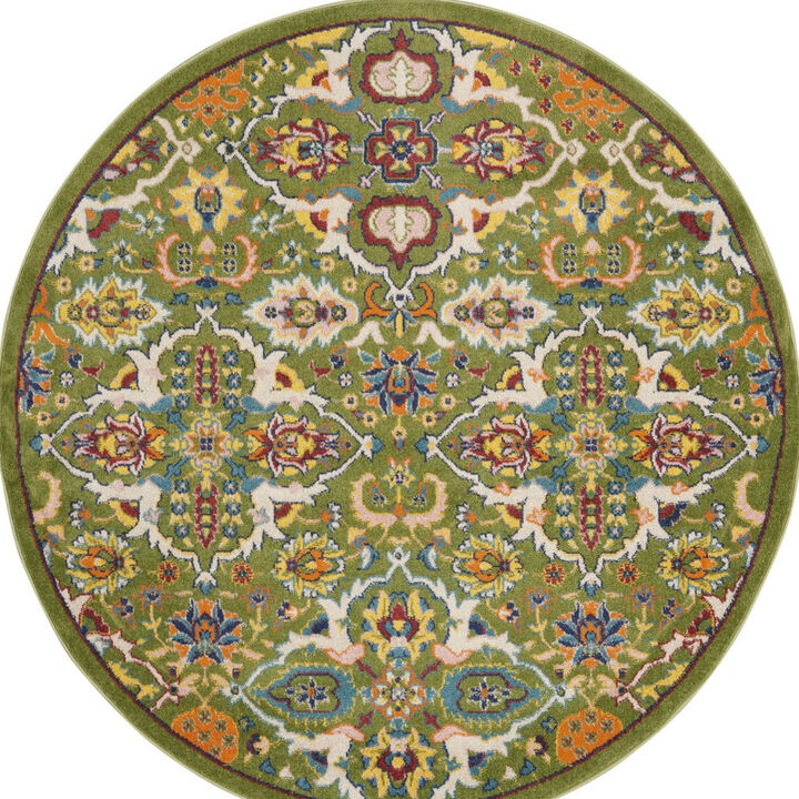 HomeRoots Floral Medallion Round Rug