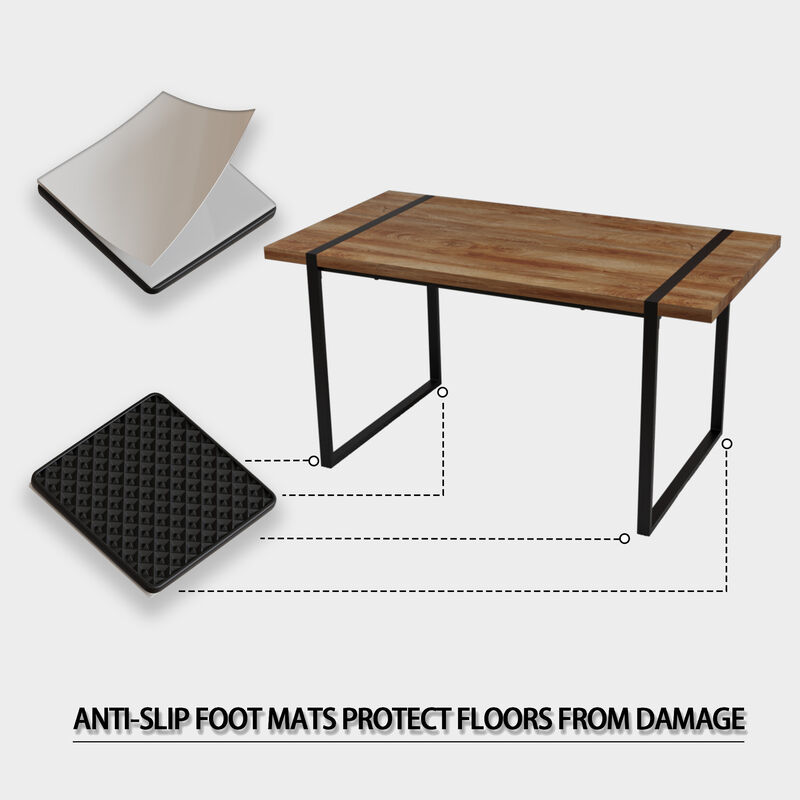 Rectangular MDF Dining Table with 4 Suede Chairs, Kitchen or Dining Room