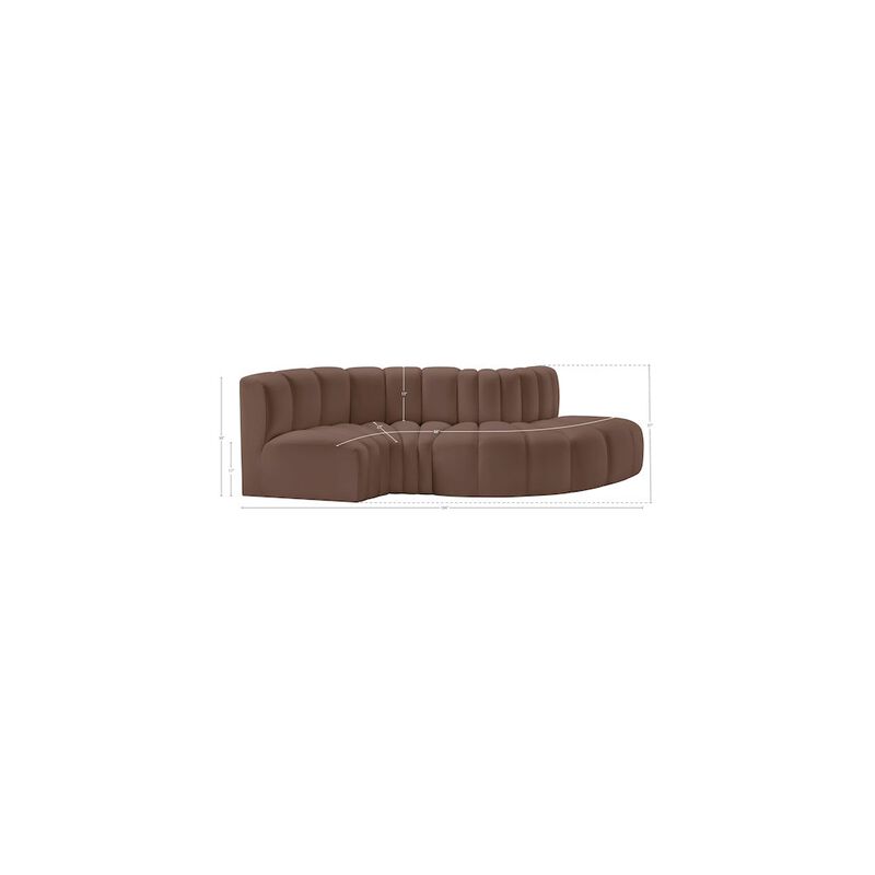 Meridian Furniture Arc Brown Vegan Leather Modular Sofa