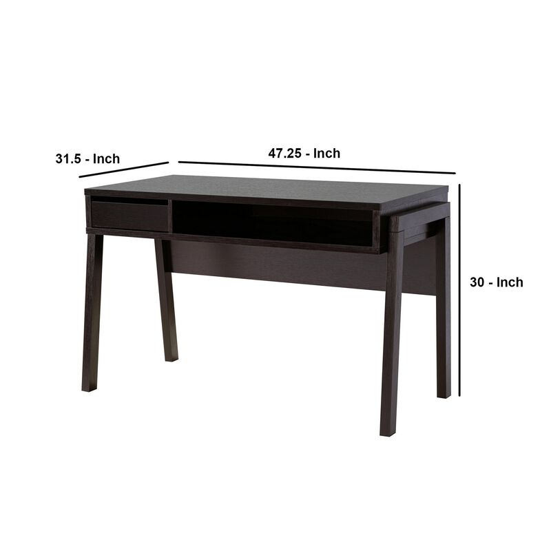 30 Inch 1 Drawer Wooden Office Desk, Dark Brown-Benzara
