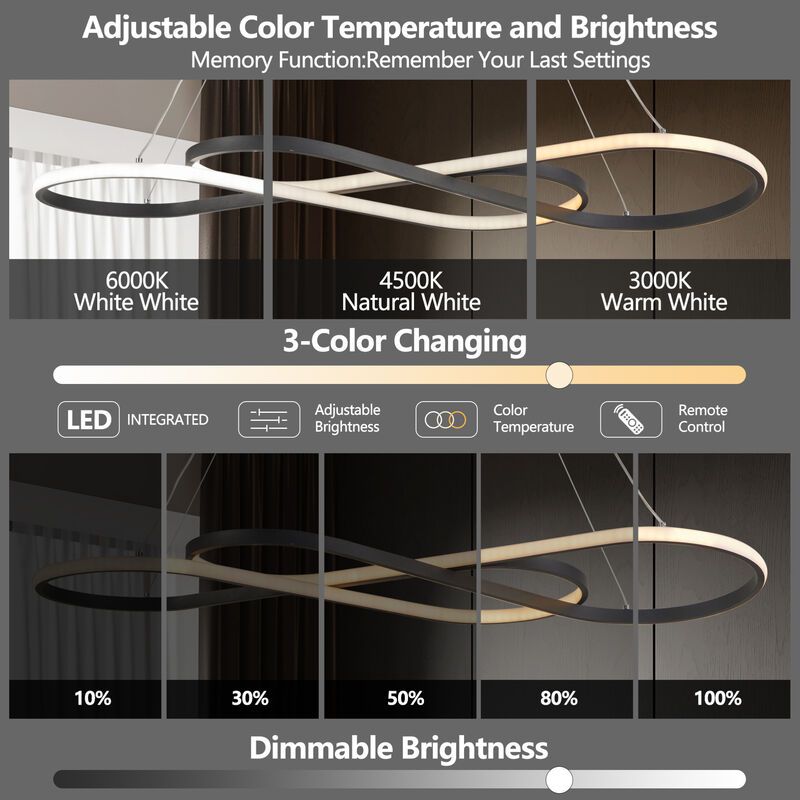 ELEMENT ACE Modern LED Pendant Light with Infinity Design, Adjustable Height Hanging Ceiling Fixture for Living Room Dining Room image number 6