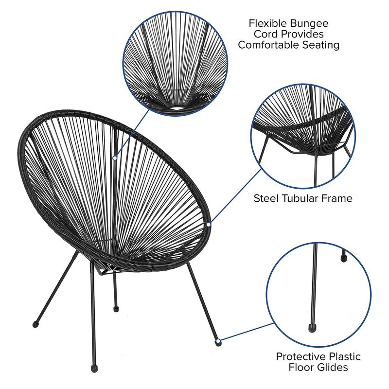 Flash Furniture Valencia Oval Comfort Series Take Ten Black Papasan Lounge Chair image number 3