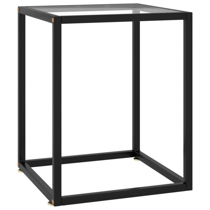 vidaXL Modern Coffee Table with Tempered Glass - Compact Black Powder-Coated Table for Living Room - Durable Steel Construction - Easy Maintenance.
