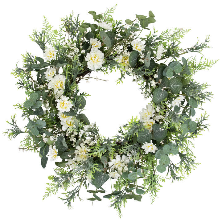 Fern and Eucalyptus Floral Spring Wreath - 24"