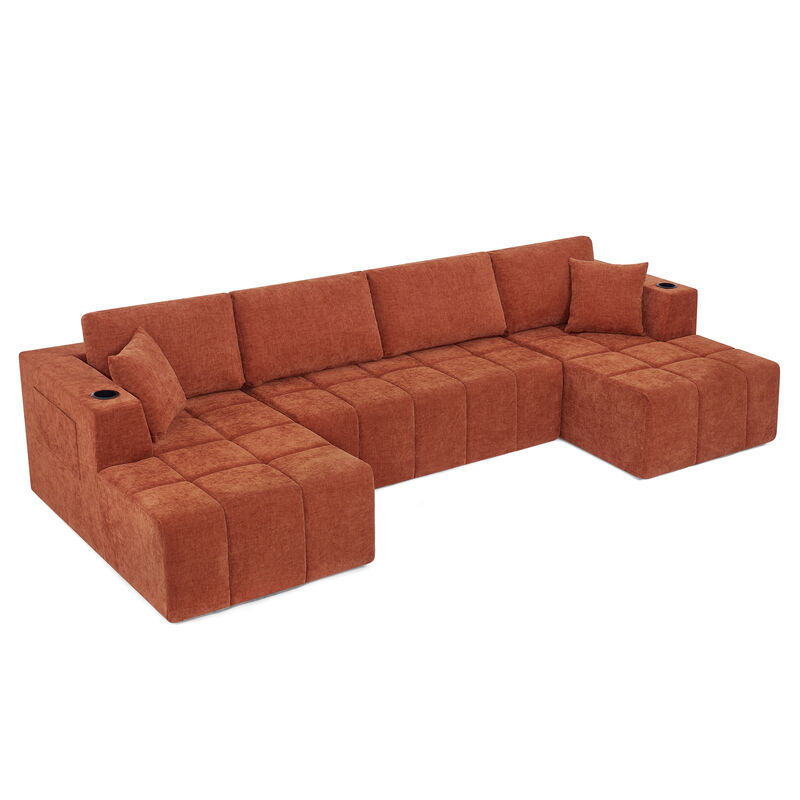 Feslud U-Shaped Chenille Sectional Sofa image number 7