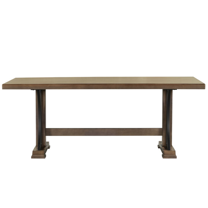 Retro Style Dining Table 78” Wood Rectangular Table, Seats up to 8 (Natural Walnut)