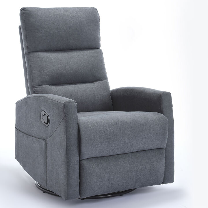 Manual Recliner Chair with Rocker and Swivel in Fabric for Living Room