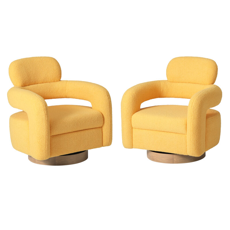 WestinTrends Mid-Century Modern Sherpa Swivel Barrel Accent Chair (Set of 2)