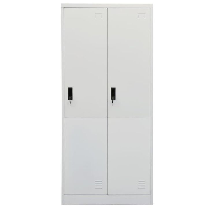 Wardrobe Light Grey Steel Medium Wardrobe Rectangular