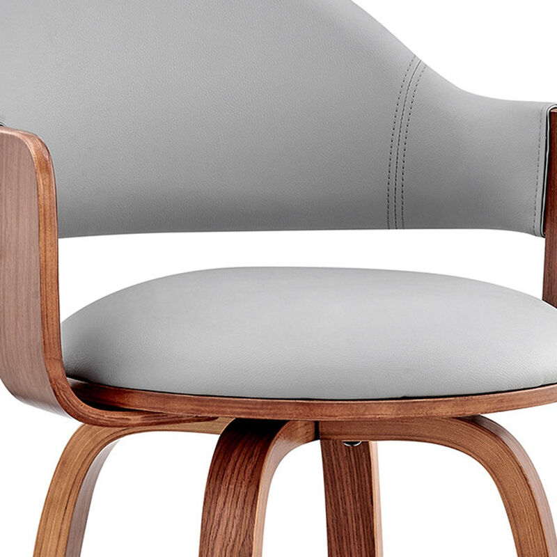 Hivvago 26 Inch Gray And Brown Swivel Low Back Counter Height Bar Chair