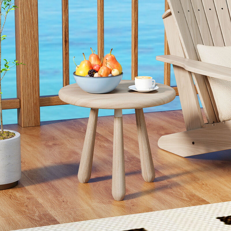 Sturdy Mahogany Wood Side Table for Outdoor Use with Thickened Top-Natural image number 4