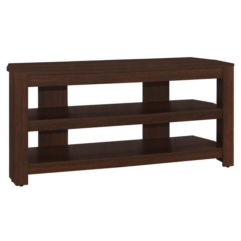 Monarch Specialties I 2554 Tv Stand, 42 Inch, Console, Media Entertainment Center, Storage Shelves, Living Room, Bedroom, Laminate, Brown, Contemporary, Modern