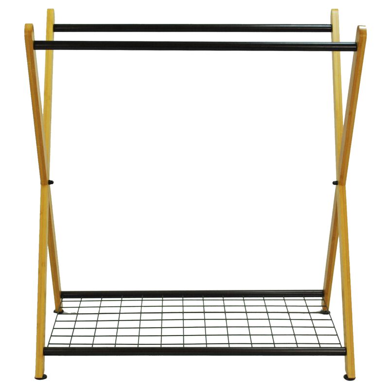 Oceanstar X-Frame Bamboo 3-Bag Laundry Sorter, Black